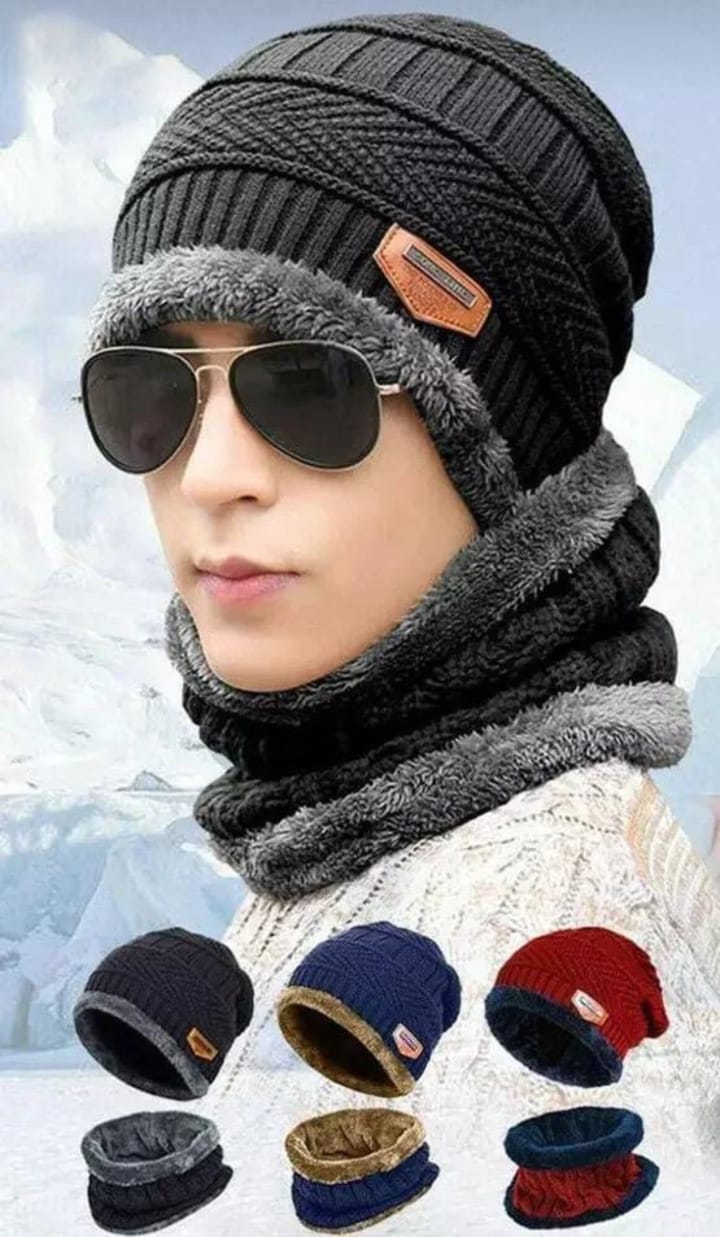 WINTER WOOLEN CAP WITH  NECK WARMER SCARF